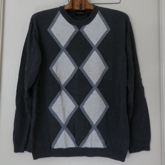 SHADES OF GREY HARLEQUIN CREWNECK SWEATER - Medium - Picture 1 of 4